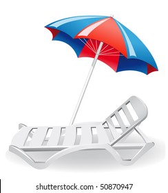 umbrella sunshade and deck-chair vector illustration