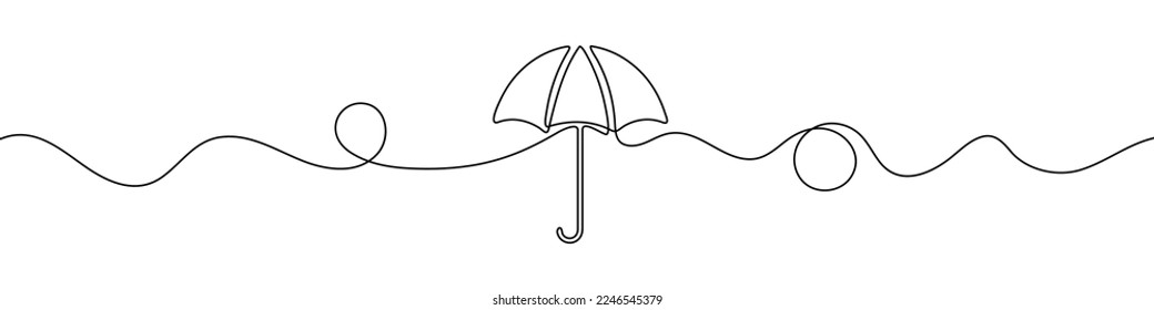 Umbrella symbol in continuous line drawing style. Line art of umbrella icon. Vector illustration. Abstract background