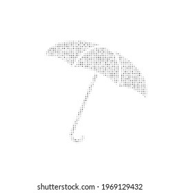 The umbrella symbol filled with black dots. Pointillism style. Vector illustration on white background
