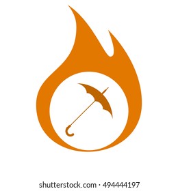 Umbrella symbol flat stock vector icon illustration