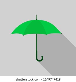Umbrella symbol. Vector illustration of flat color icon with long shadow.