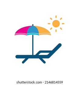 umbrella table sea logo vector icon illustration design