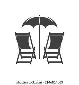 umbrella table sea logo vector icon illustration design