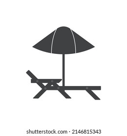 umbrella table sea logo vector icon illustration design