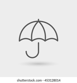 umbrella thin line icon isolated with shadow