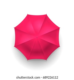 Umbrella, top view. Parasol isolated on white background. Vector illustration.