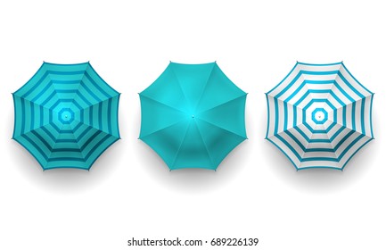 Umbrella, top view. Parasol isolated on white background. Vector illustration.