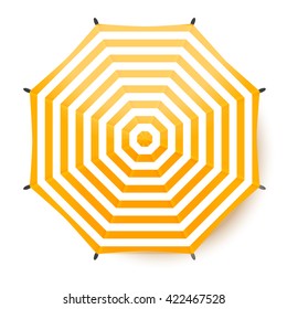 Umbrella top view. Realistic vector beach umbrella