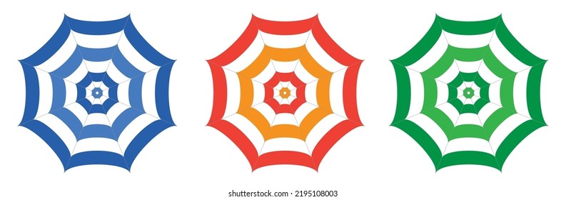 Regenschirm Draufsicht, Vektorgrafik, Sonnenschirm - Draufsicht, einzeln auf weißem Hintergrund