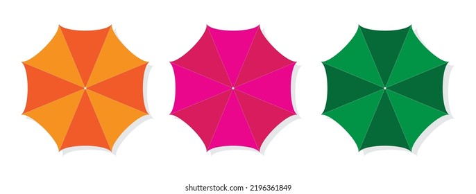 Umbrella Top view vector illustration, Beach umbrella- top view isolated white background