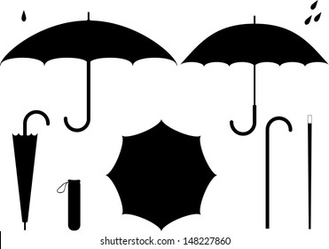 Umbrella, trout, drops. Vector illustration