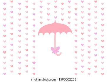 An umbrella is under the heart raining. Concept about love, relationship, romantic and Valentine’s Day.