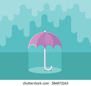 Umbrella under rain weather