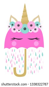 Umbrella with unicorn face