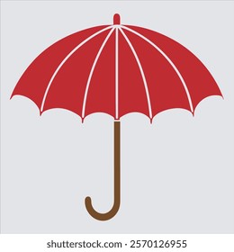 A umbrella vector art illustration, Red umbrella