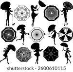 Umbrella Vector bundle, Clipart, Silhouette, Beach umbrella Vector, icons, illustration, design.