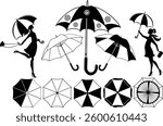 Umbrella Vector bundle, Clipart, Silhouette, Beach umbrella Vector, icons, illustration, design.