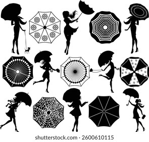 Umbrella Vector bundle, Clipart, Silhouette, Beach umbrella Vector, icons, illustration, design.