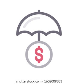 umbrella vector color line icon 