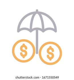 umbrella vector color line icon 