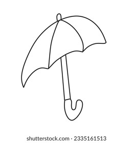Umbrella vector design Coloring, linear drawing, outline. Black and white open umbrella