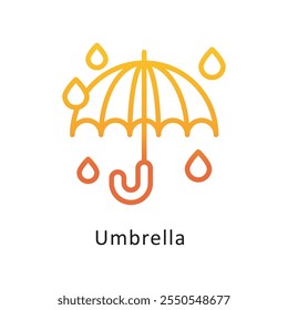 Umbrella Vector Gradient Circle Outline Icon. Eps 10 file