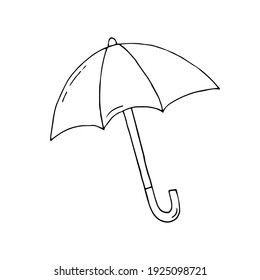 Umbrella. Vector hand-drawn doodle illustration. Black and white outline. Coloring for children.