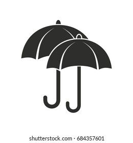 Umbrella vector icon. Black illustration isolated on white background for graphic and web design.