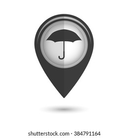 Umbrella - vector icon;  black map pointer