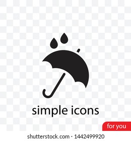 An umbrella vector icon . The drops of rain. Rainy wheather. The symbol of an umbrella. The sign of an umbrella.
