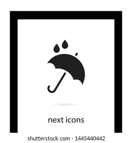 An umbrella vector icon . The drops of rain. Rainy wheather. The symbol of an umbrella. The sign of an umbrella.
