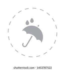An umbrella vector icon . The drops of rain. Rainy wheather. The symbol of an umbrella. The sign of an umbrella.