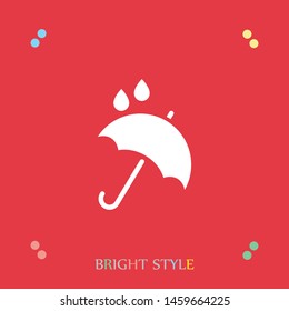 An umbrella vector icon . The drops of rain. Rainy wheather. The symbol of an umbrella. The sign of an umbrella.