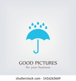 An umbrella vector icon . The drops of rain.Wheather line.