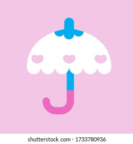 umbrella vector icon, heart, cute, kids.