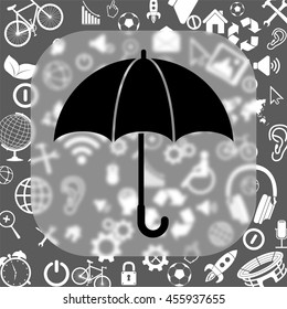 umbrella vector icon - matte glass button on background consisting of different icons