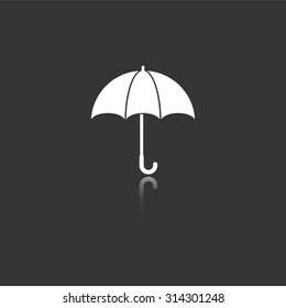 umbrella vector icon with mirror reflection