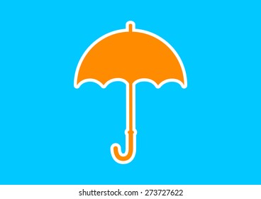 Umbrella vector icon on blue background