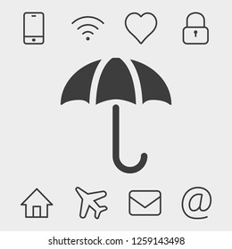 Umbrella vector icon. Rain protection symbol. Flat design style