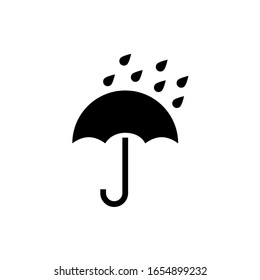 Umbrella vector icon. Rain protection umbrella water symbol. Rain safety sign drop icon isolated.