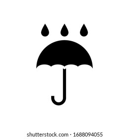 Umbrella vector icon. Rain protection umbrella water symbol. Rain safety sign drop icon isolated