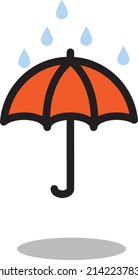 Umbrella vector icon. Rain protection umbrella water symbol. Rainfall safety sign icon stock illustration.