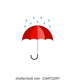 Umbrella vector icon. Rain protection umbrella water symbol. Rain safety sign drop icon isolated.