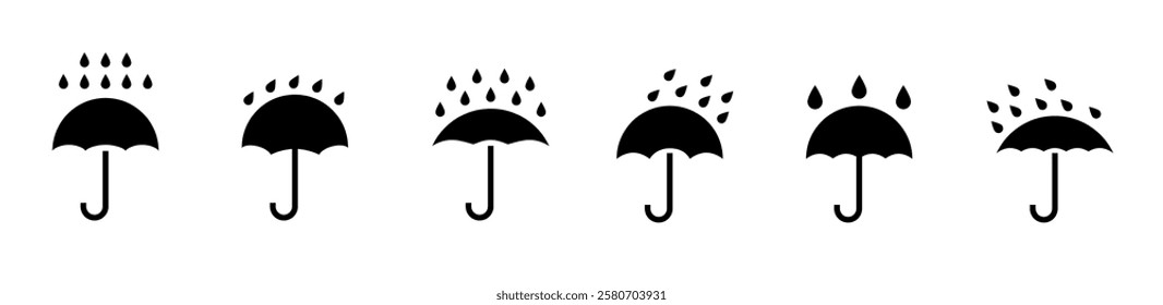 Umbrella vector icon. Rain protection umbrella water symbol. Rain safety sign drop icon isolated.