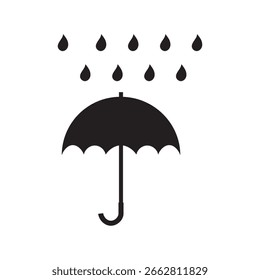 Ícone de vetor de guarda-chuva. Símbolo de água de guarda-chuva de proteção contra chuva. Ícone de gota do sinal de segurança da chuva isolado