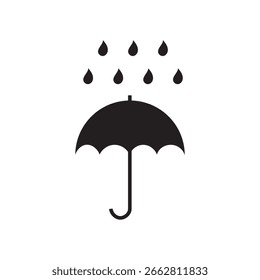 Icono de Vector de paraguas. Símbolo de agua del paraguas de protección contra la lluvia. Icono de caída de señal de seguridad de lluvia aislado