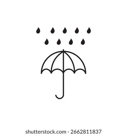 Umbrella vector icon. Rain protection umbrella water symbol. Rain safety sign drop icon isolated