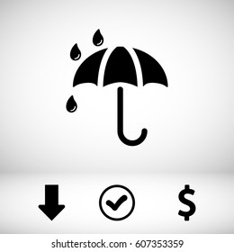 Umbrella vector icon. Rain protection symbol. Flat design style