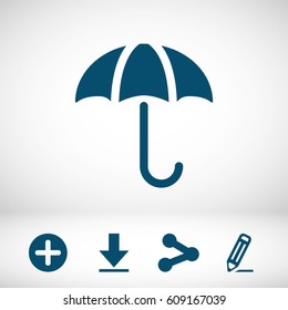 Umbrella vector icon. Rain protection symbol. Flat design style