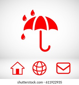 Umbrella vector icon. Rain protection symbol. Flat design style